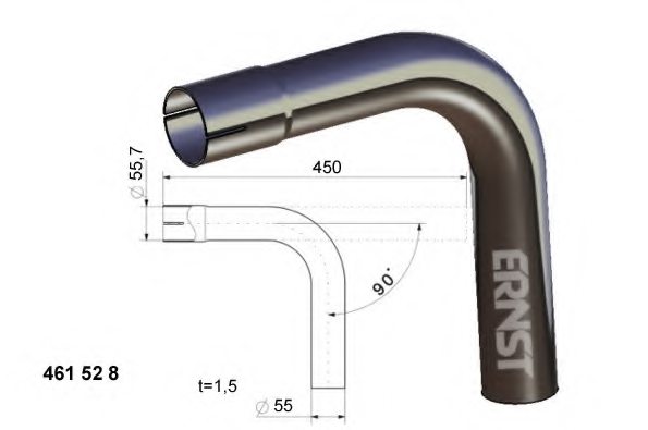 ERNST 461528 Exhaust Pipe, universal